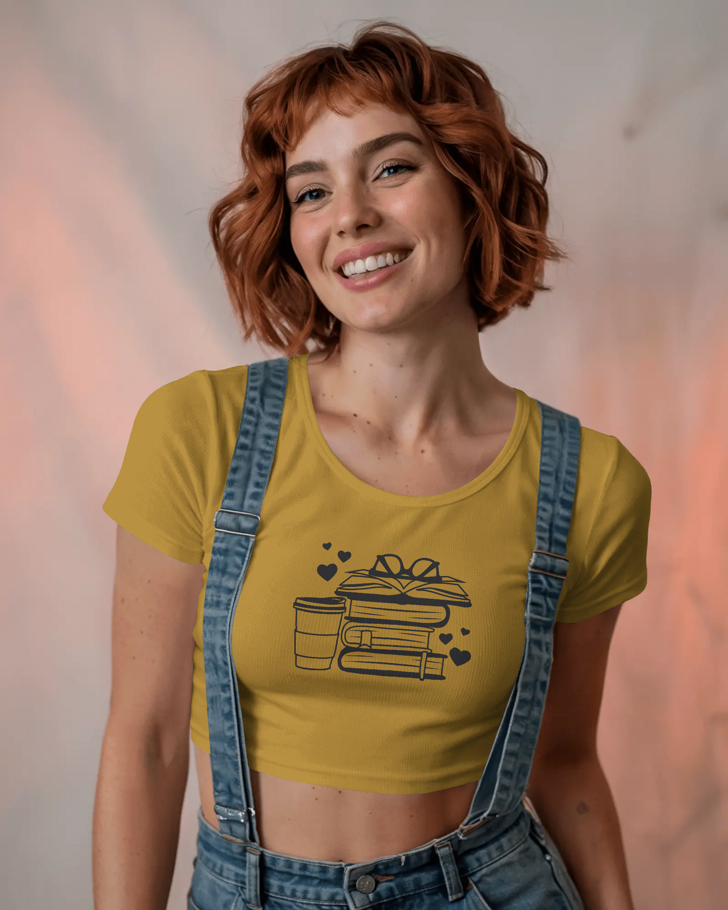 Stack Of Books And Coffee | Women Crop Top