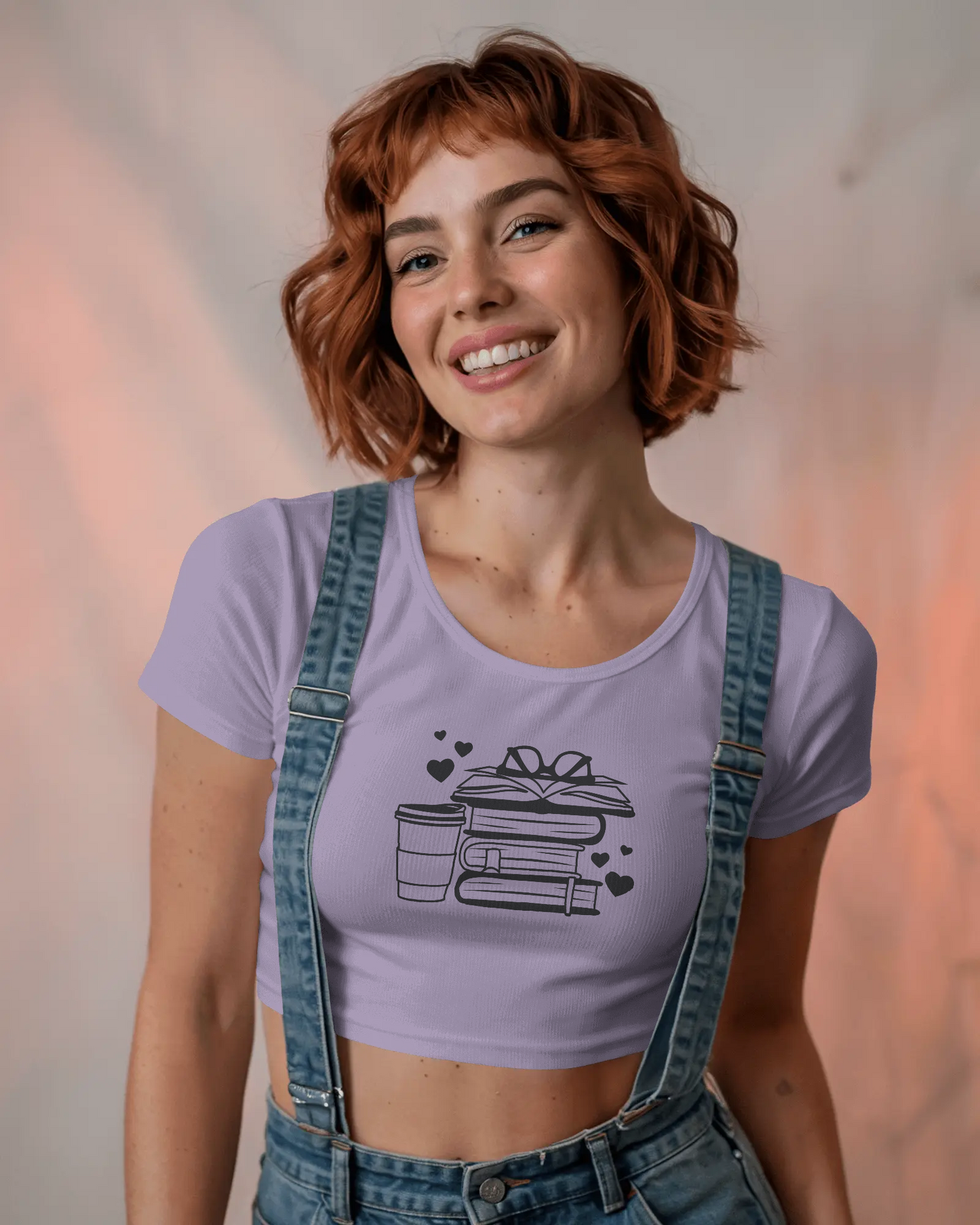 Stack Of Books And Coffee | Women Crop Top