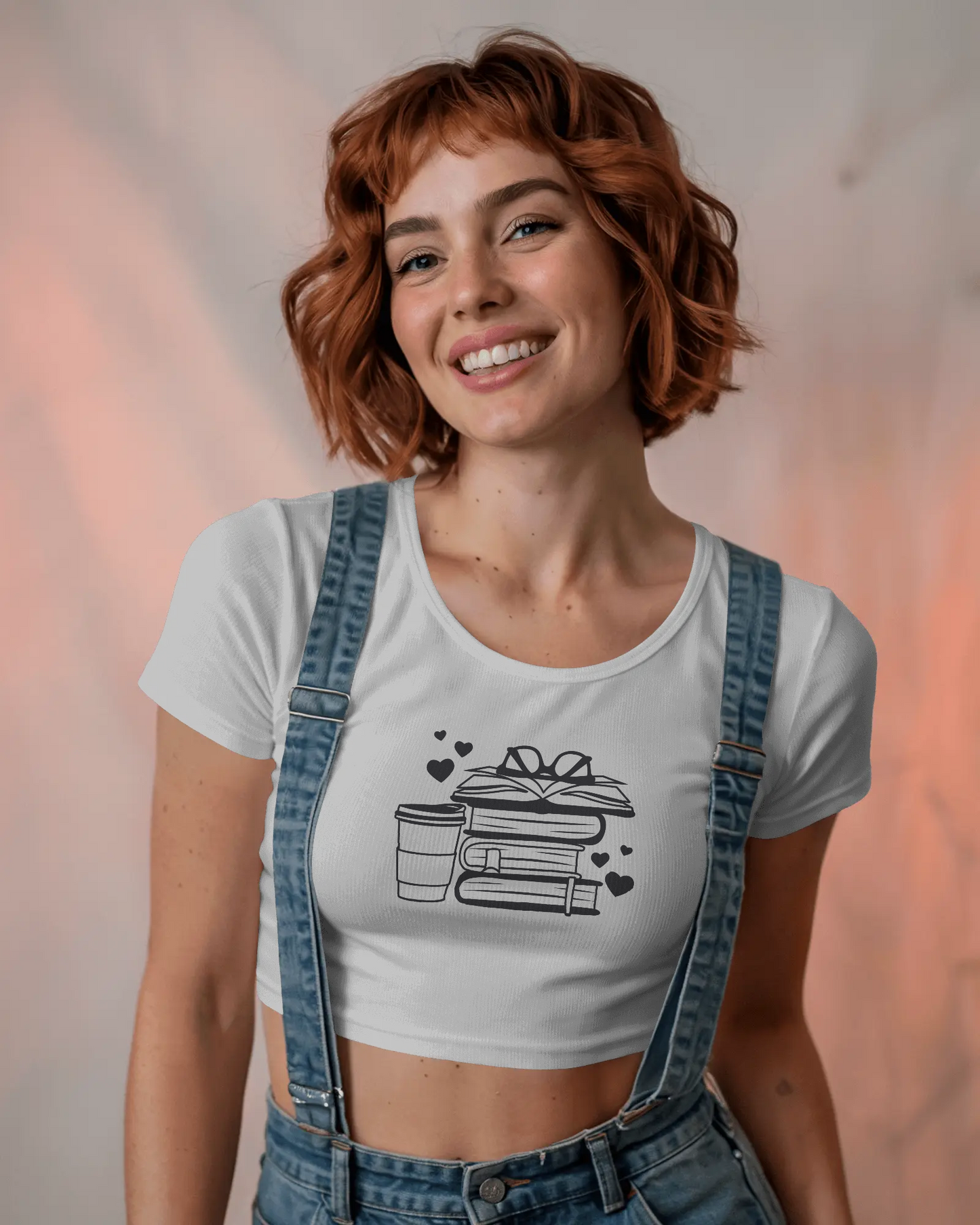 Stack Of Books And Coffee | Women Crop Top