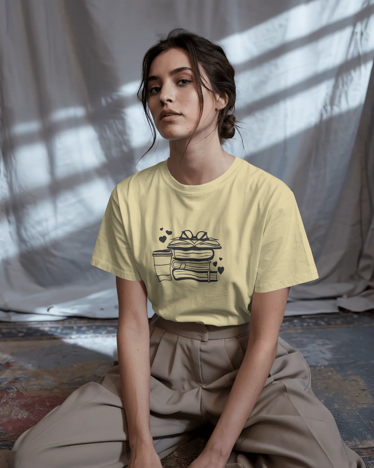 Stack Of Books And Coffee | Women T-Shirt