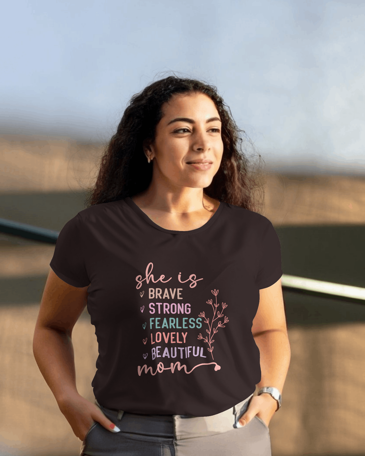 She Is Mom Color | Women's Classic Crew T-Shirt | Moms To Be