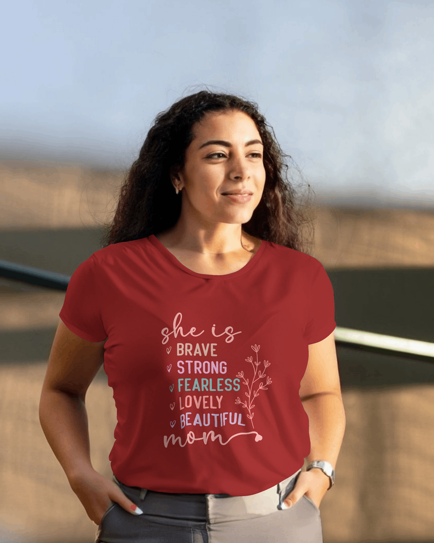She Is Mom Color | Women's Classic Crew T-Shirt | Moms To Be