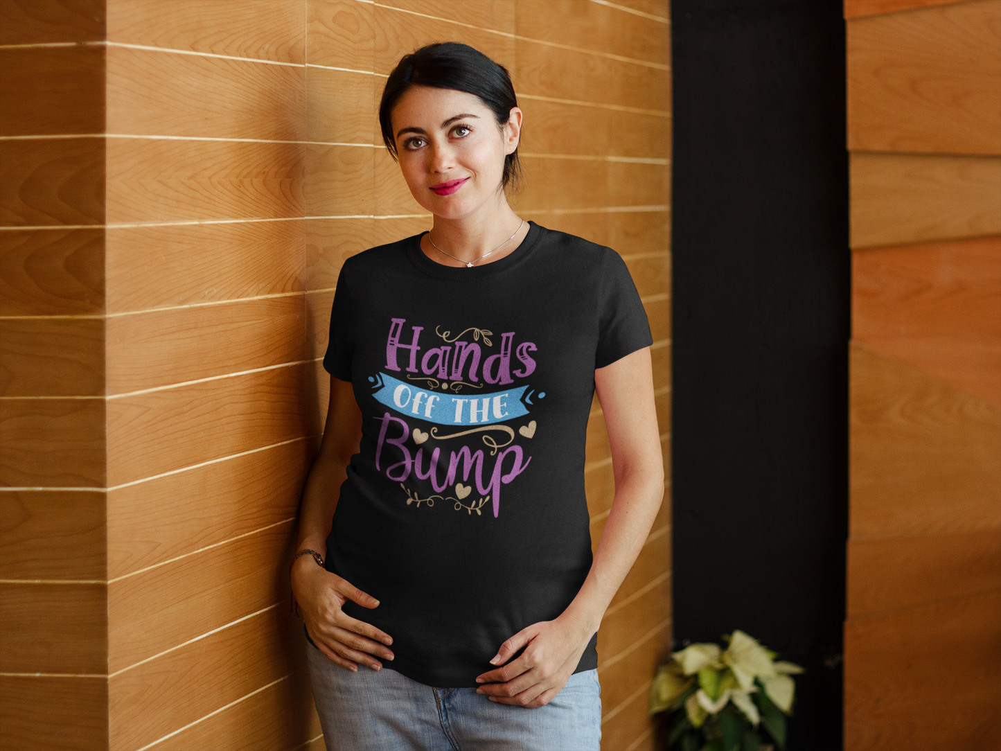 Hands Off The Bump | Women's Classic Crew T-Shirt | Moms To Be
