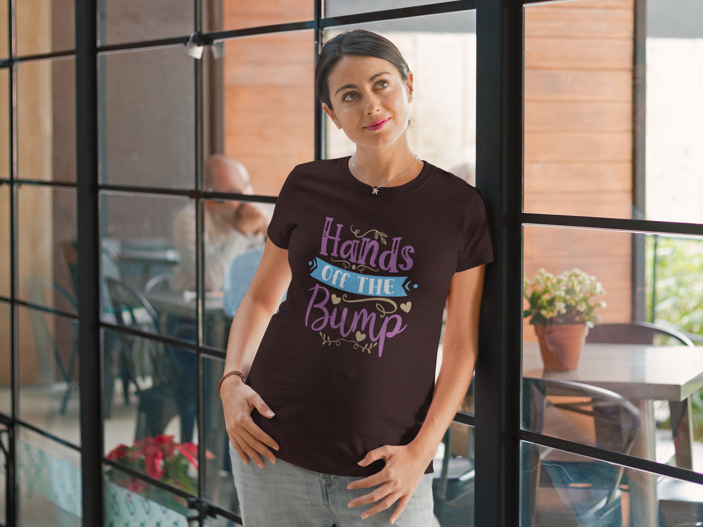 Hands Off The Bump | Women's Classic Crew T-Shirt | Moms To Be