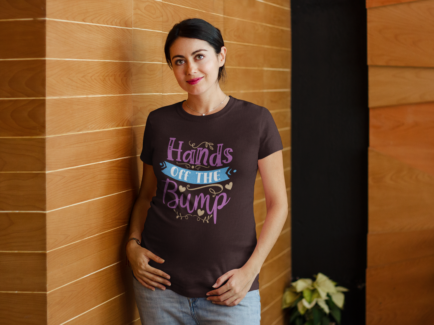 Hands Off The Bump | Women's Classic Crew T-Shirt | Moms To Be