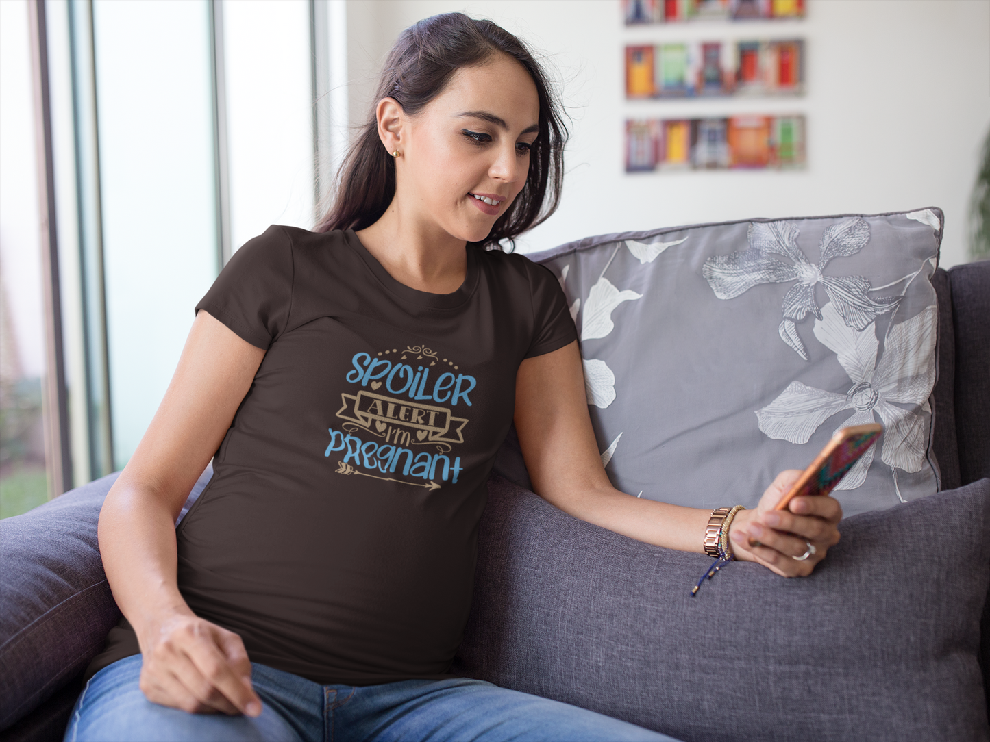 Spoiler Alert- I m Pregnant | Women's Classic Crew T-Shirt | Moms To Be
