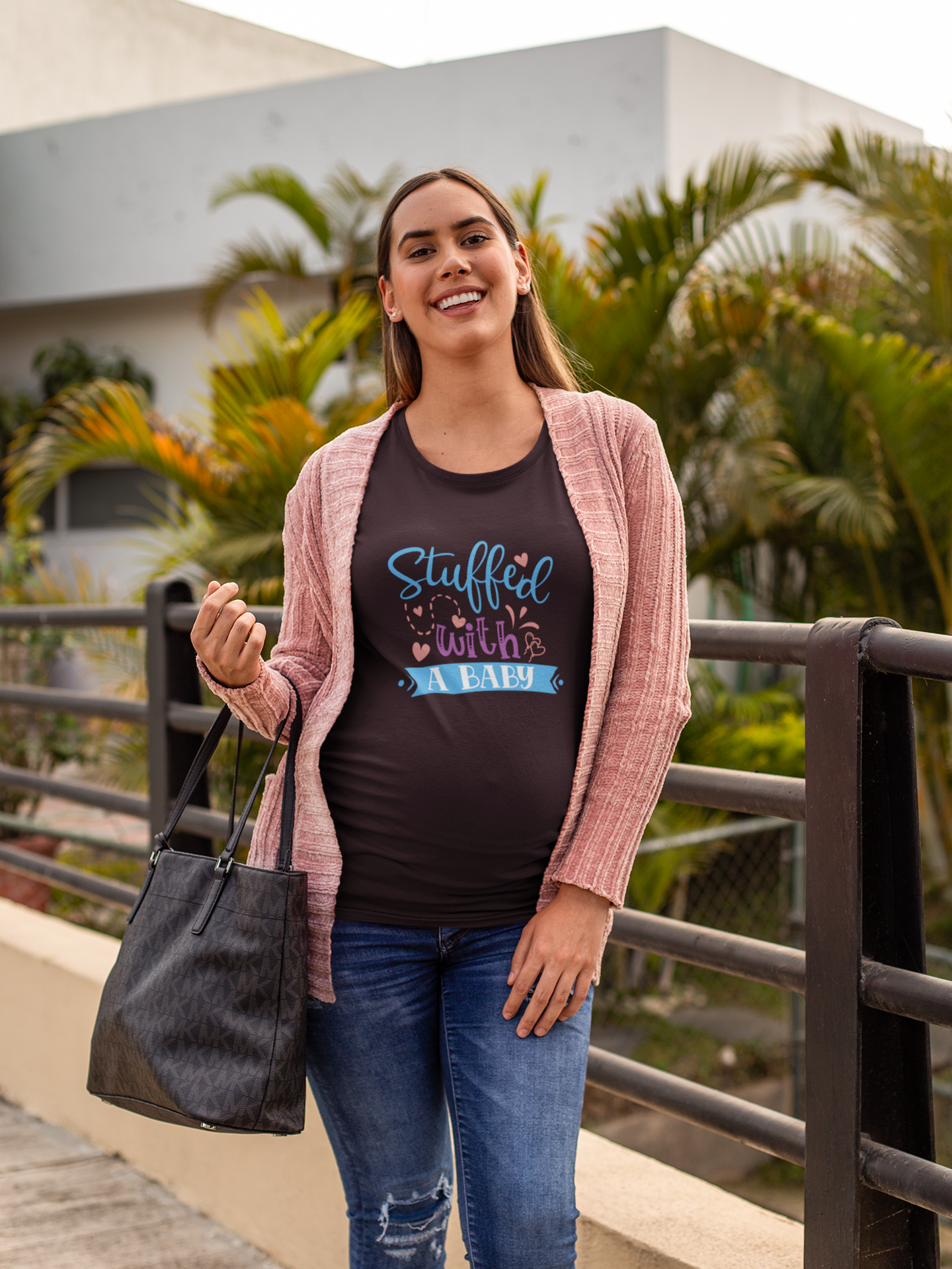 Stuffed With A Baby | Women's Classic Crew T-Shirt | Moms To Be