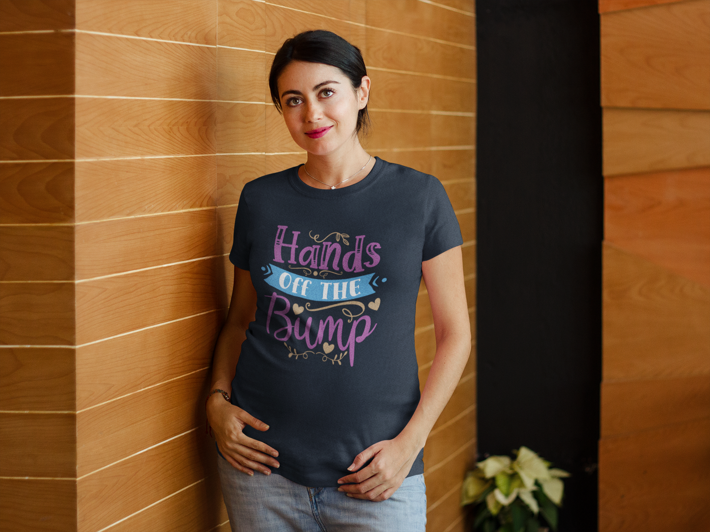 Hands Off The Bump | Women's Classic Crew T-Shirt | Moms To Be