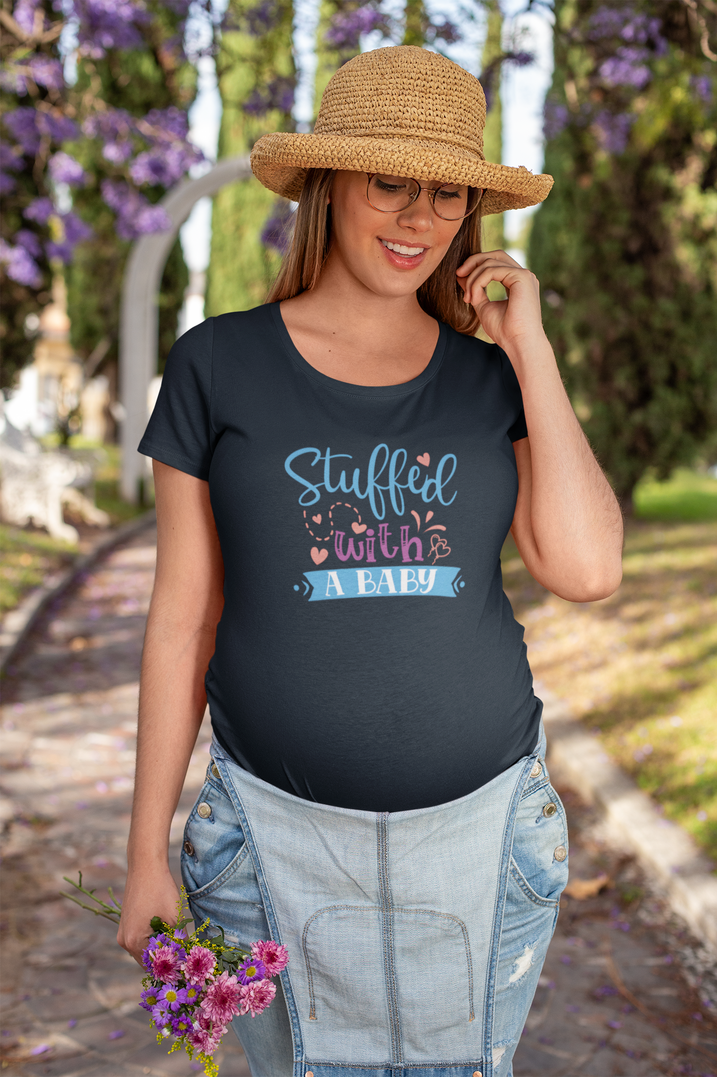 Stuffed With A Baby | Women's Classic Crew T-Shirt | Moms To Be