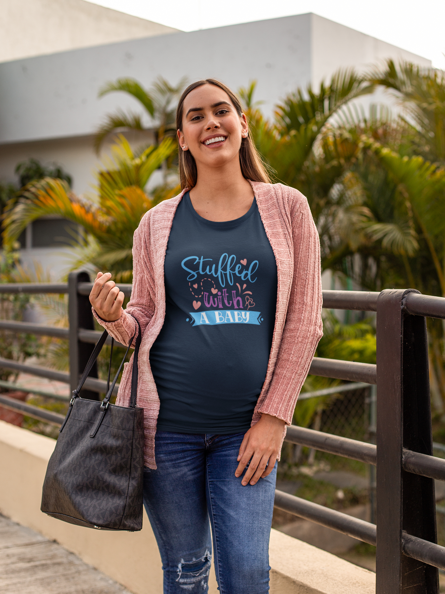 Stuffed With A Baby | Women's Classic Crew T-Shirt | Moms To Be