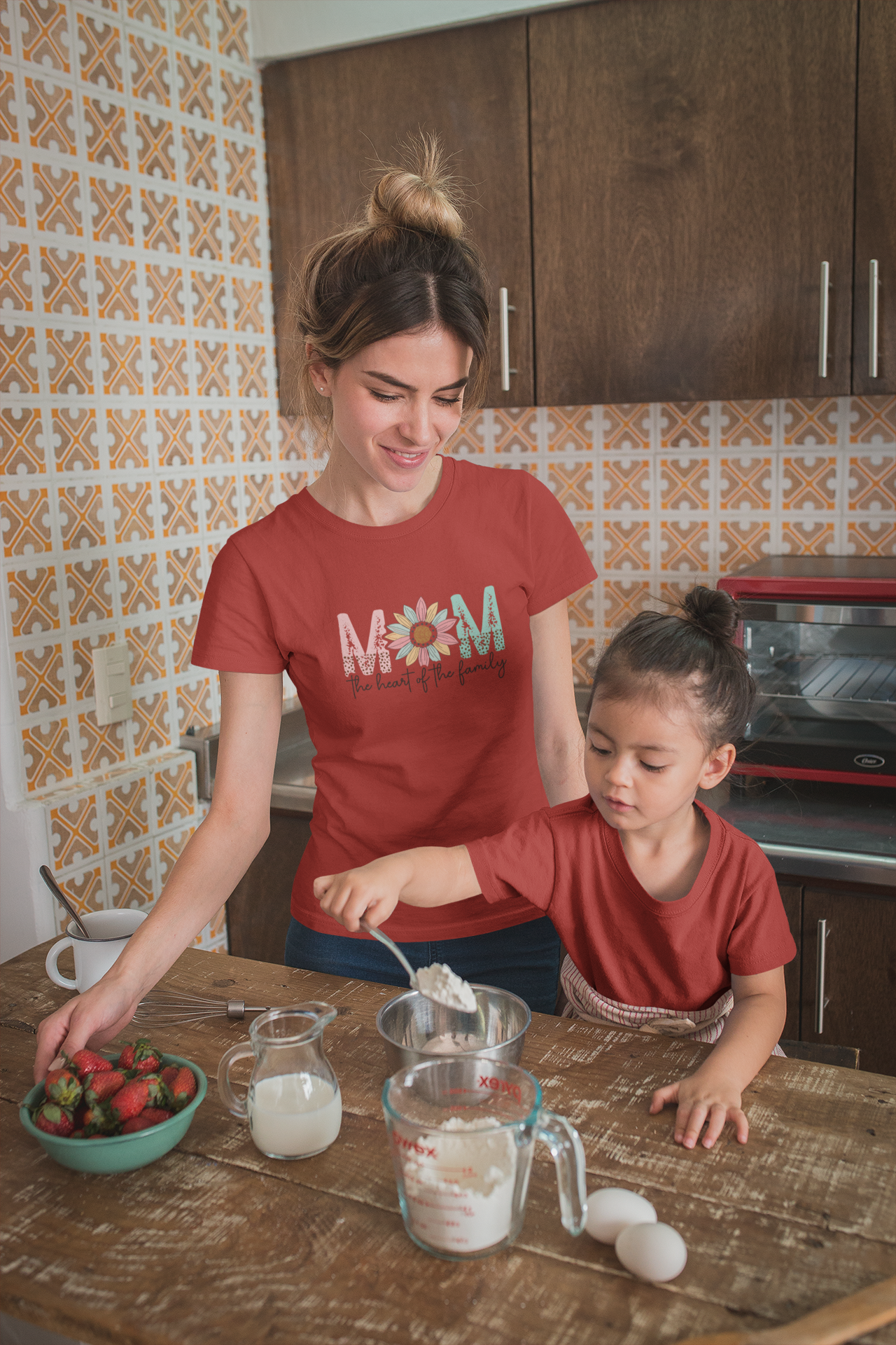 Mom Heart Of The Family | Women's Classic Crew T-Shirt | Moms To Be