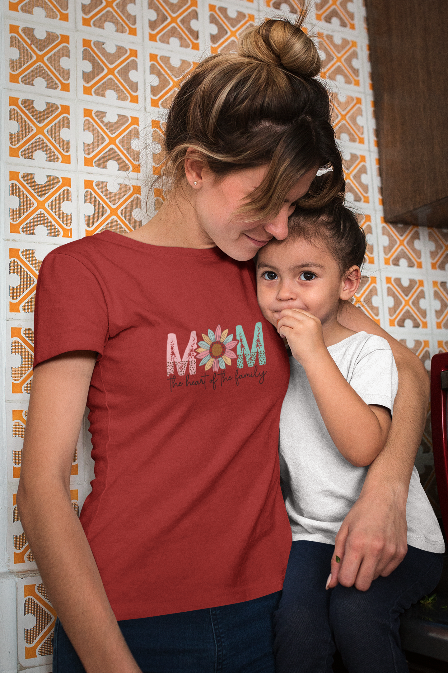 Mom Heart Of The Family | Women's Classic Crew T-Shirt | Moms To Be
