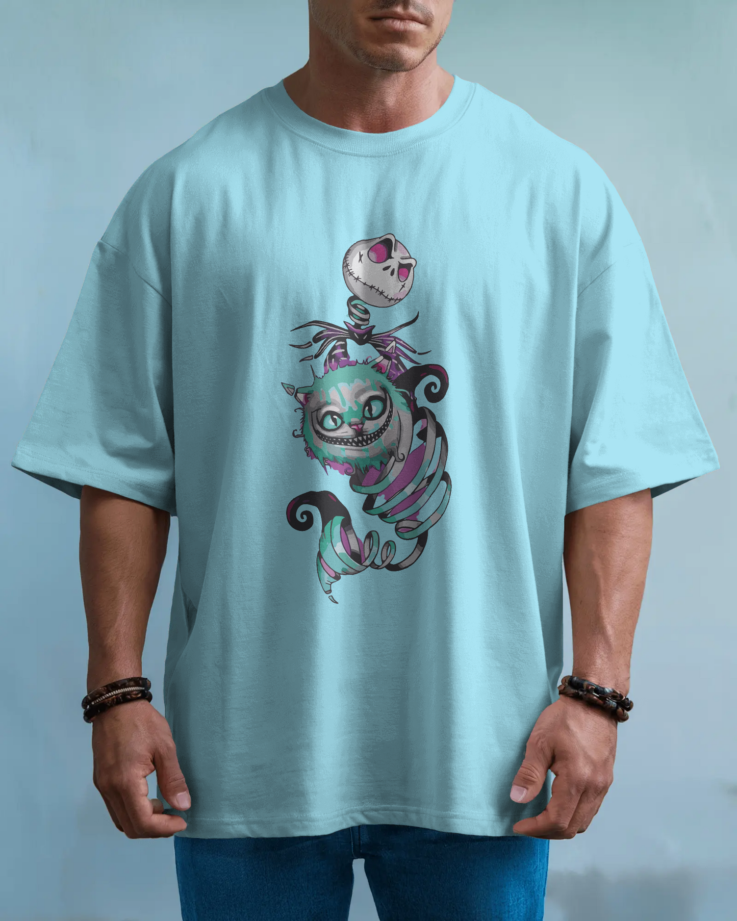 Cat With Skull | Men Oversized T-Shirt