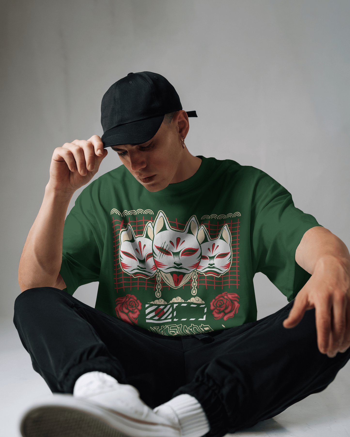 Japanese Streetwear Kitsuni | Men Oversized T-Shirt