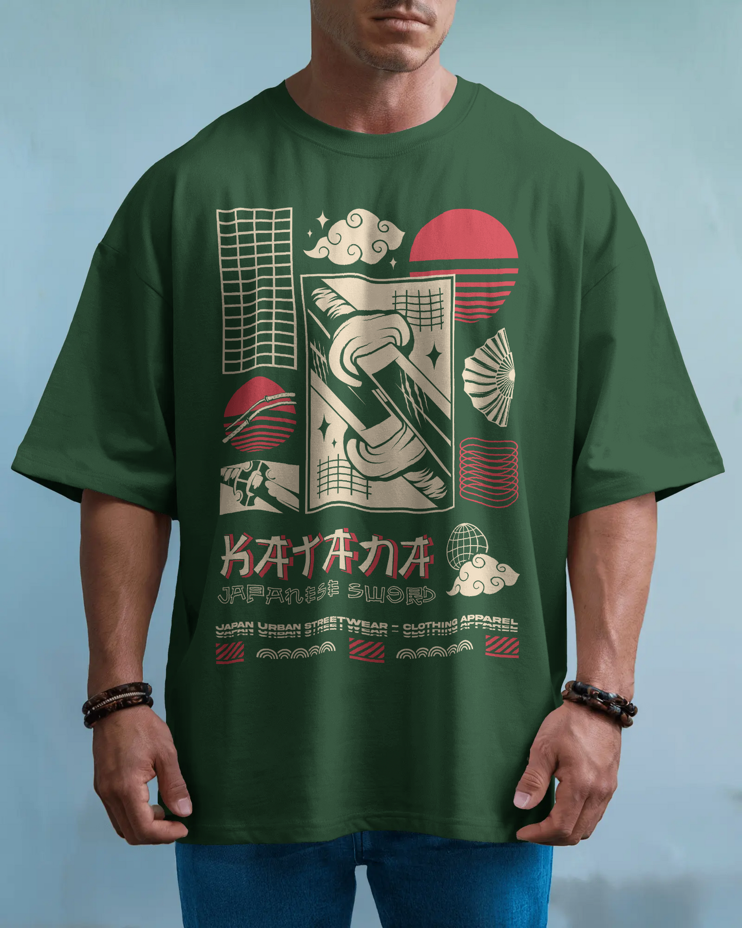 Japanese Streetwear Katana | Men Oversized T-Shirt