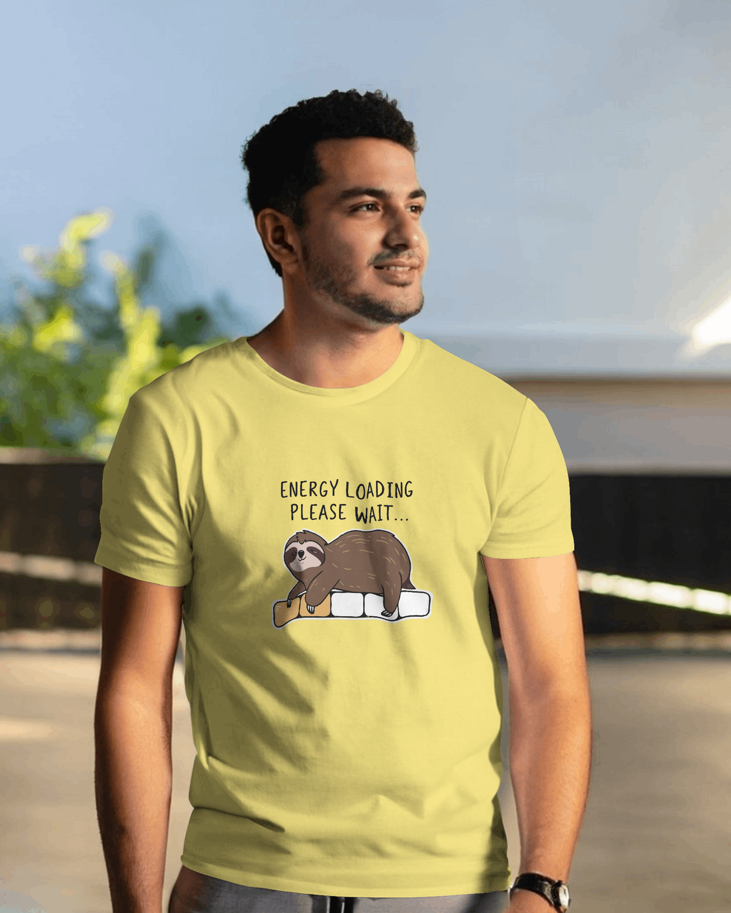 Energy Loading Please Wait | Men Round Neck T-Shirt