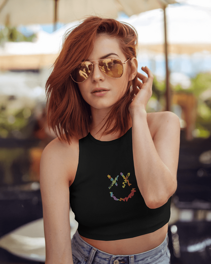Cross Eye With Smile | Women Crop Tank
