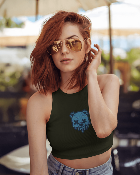 Blue Bear | Women Crop Tank