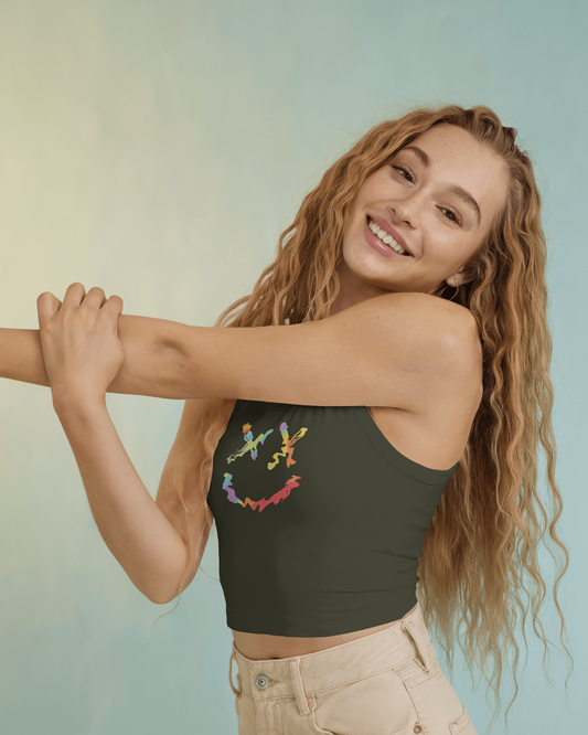 Cross Eye With Smile | Women Crop Tank