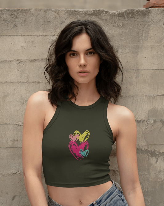 Sketchy Hearts | Women Crop Tank