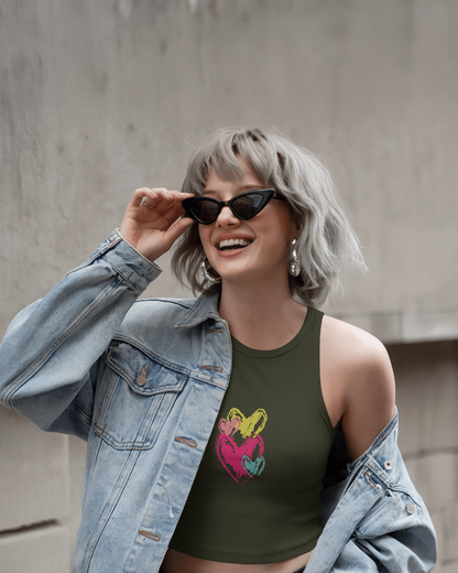 Sketchy Hearts | Women Crop Tank