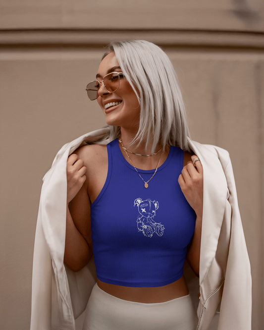 Cross Eye Bear | Women Crop Tank
