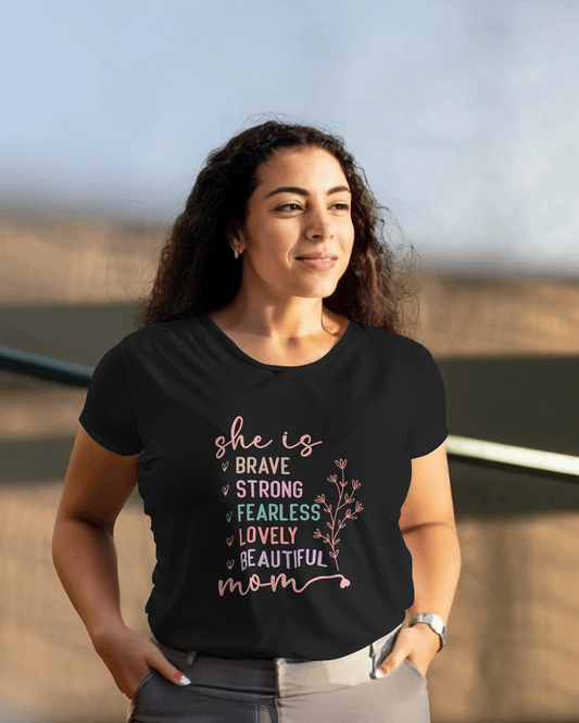 She Is Mom Color | Women's Classic Crew T-Shirt | Moms To Be