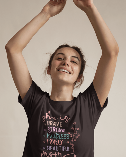 She Is Mom Color | Women's Classic Crew T-Shirt | Moms To Be