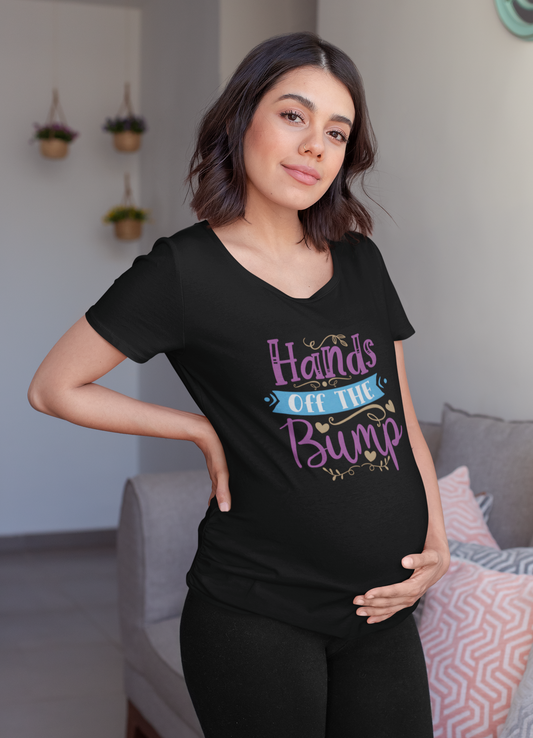 Hands Off The Bump | Women's Classic Crew T-Shirt | Moms To Be