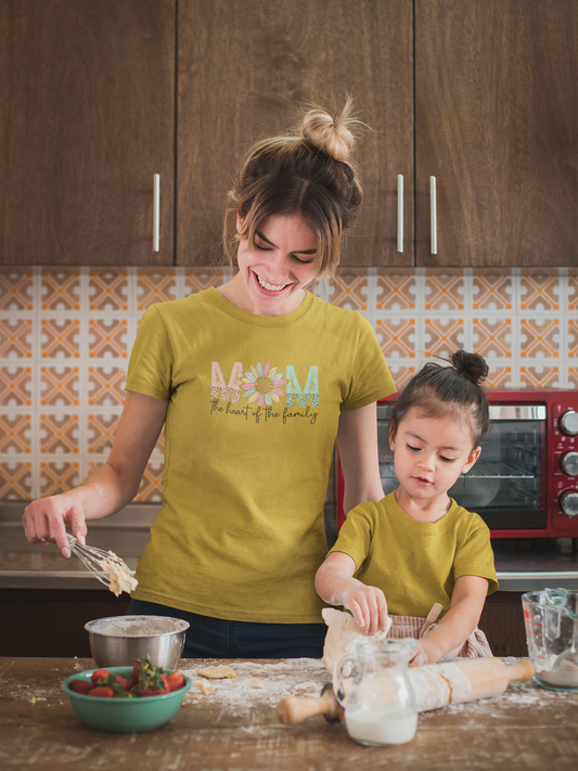 Mom Heart Of The Family | Women's Classic Crew T-Shirt | Moms To Be