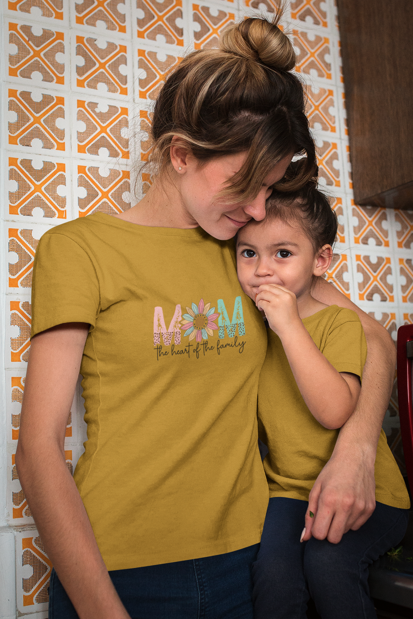 Mom Heart Of The Family | Women's Classic Crew T-Shirt | Moms To Be