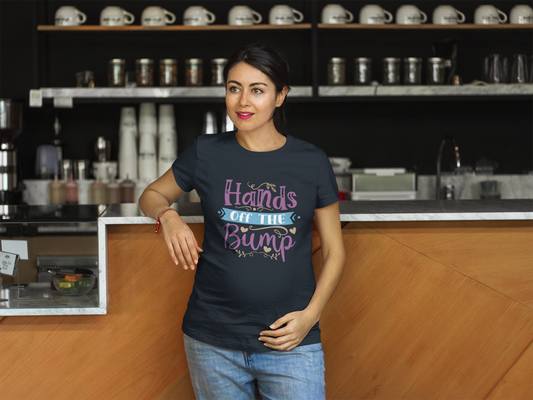 Hands Off The Bump | Women's Classic Crew T-Shirt | Moms To Be