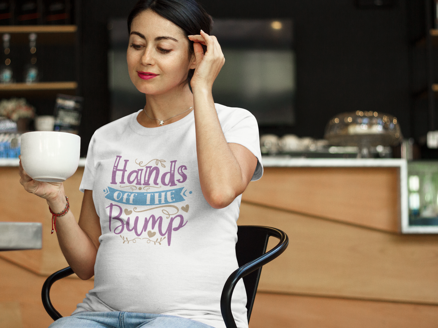 Hands Off The Bump | Women's Classic Crew T-Shirt | Moms To Be