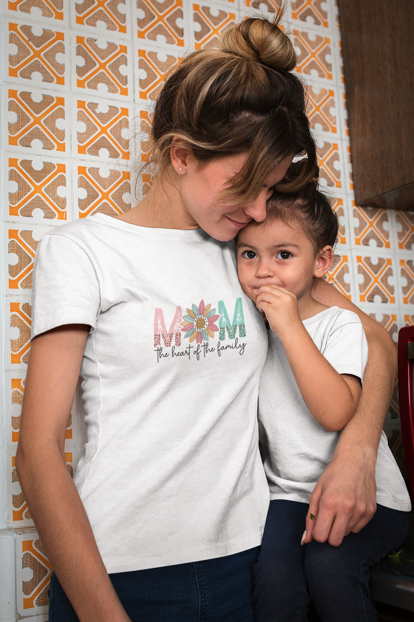 Mom Heart Of The Family | Women's Classic Crew T-Shirt | Moms To Be