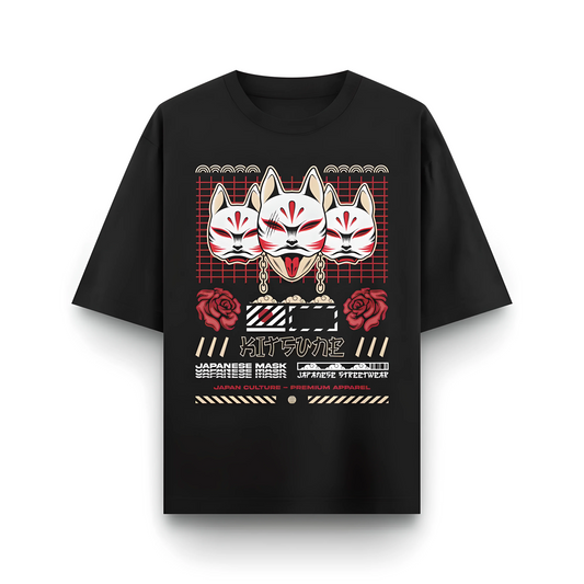 Japanese Streetwear Kitsuni | Men Oversized T-Shirt