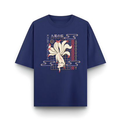 Japanese Streetwear Nine Tailed Fox | Men Oversized T-Shirt