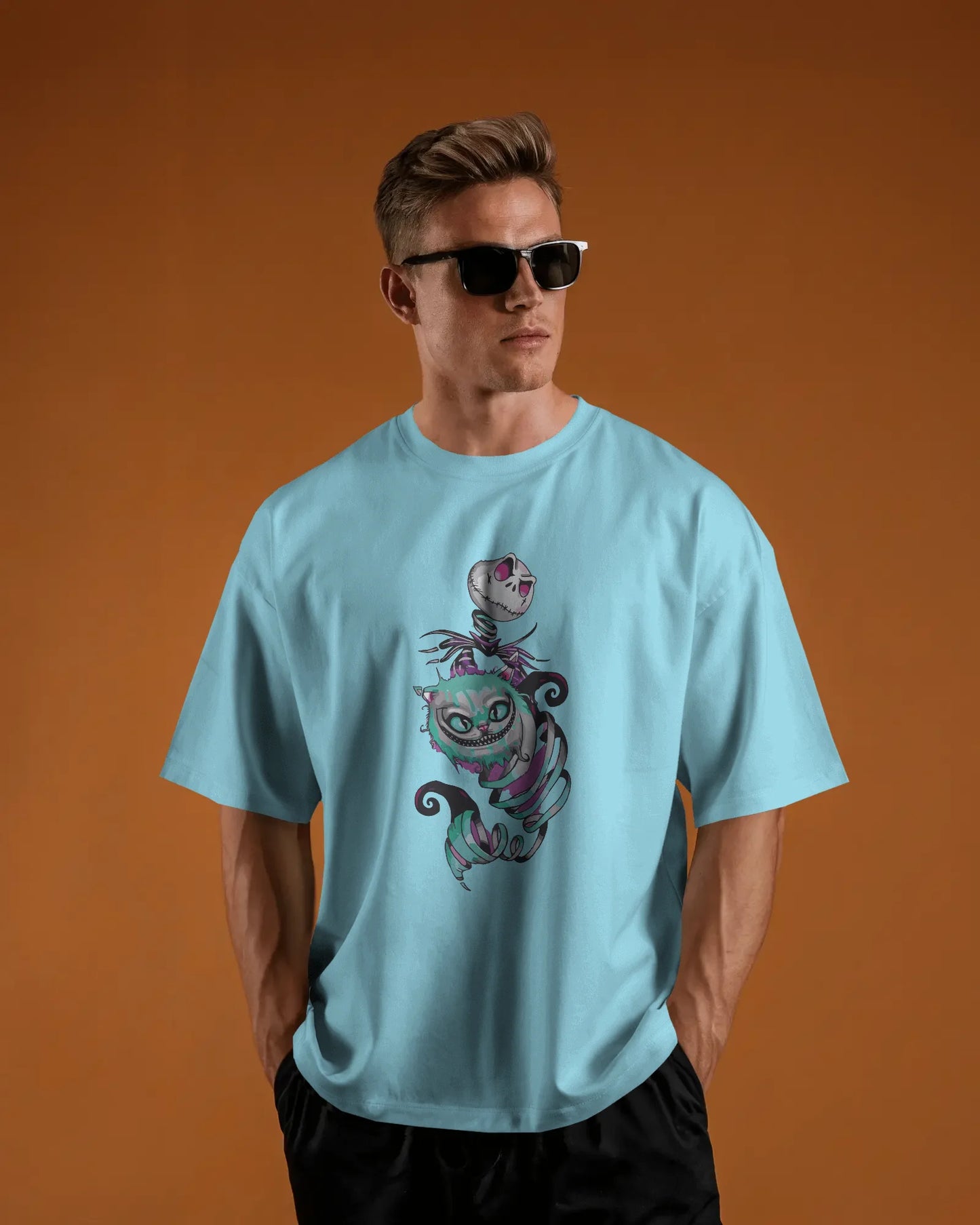 Cat With Skull | Men Oversized T-Shirt