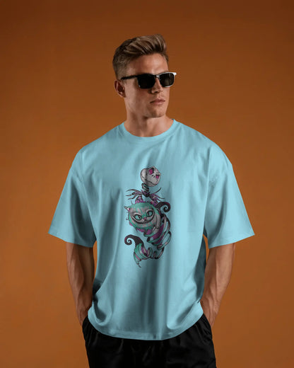 Cat With Skull | Men Oversized T-Shirt