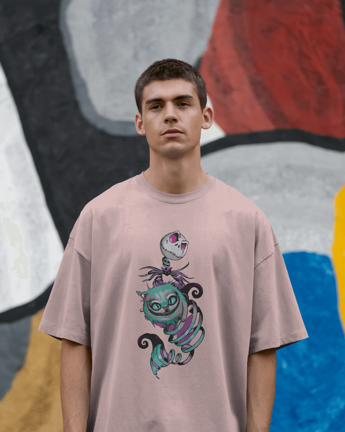 Cat With Skull | Men Oversized T-Shirt