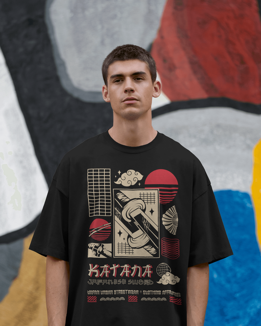 Japanese Streetwear Katana | Men Oversized T-Shirt