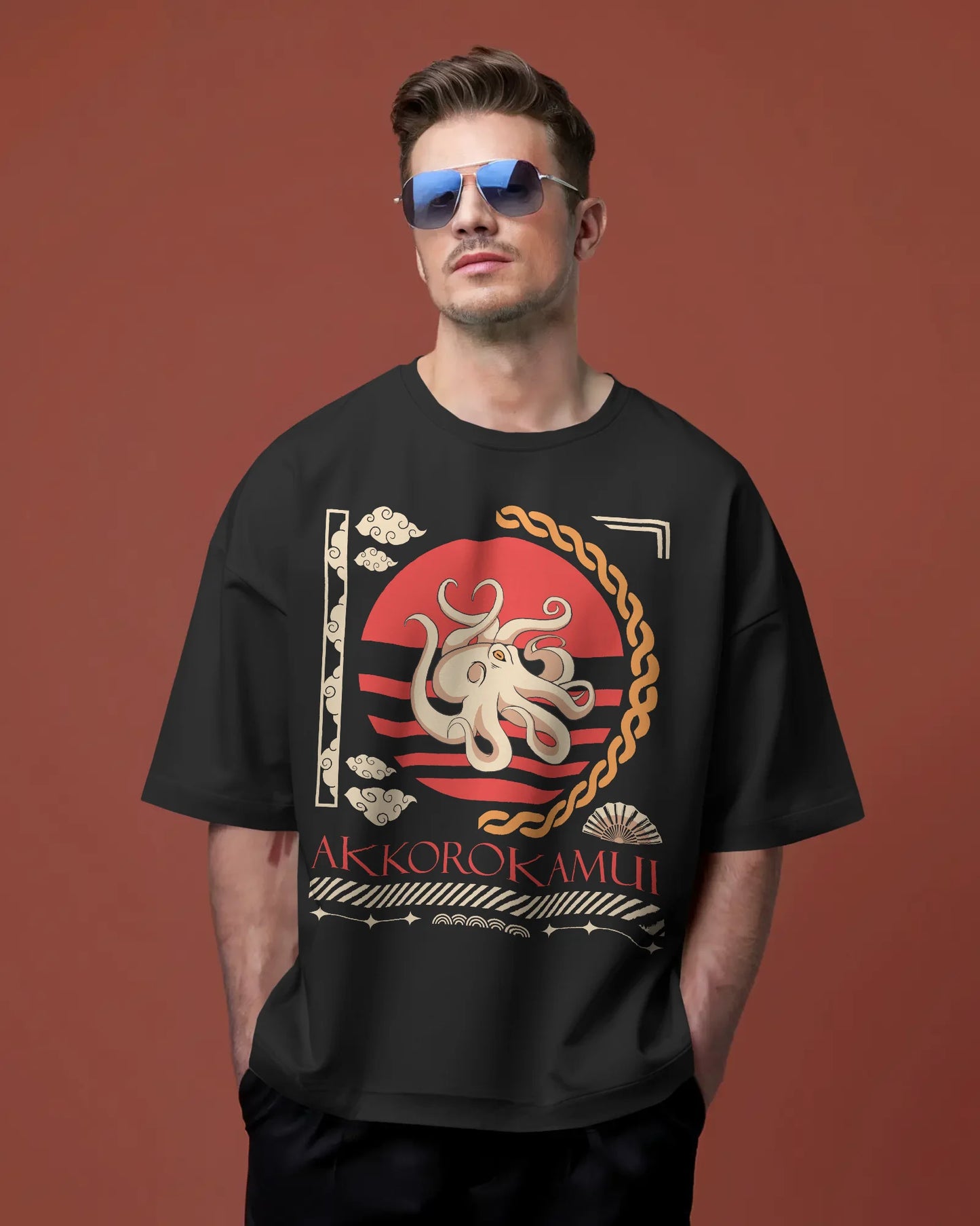 Japanese Streetwear Akkorokamui | Men Oversized T-Shirt