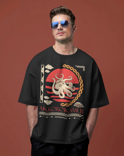 Japanese Streetwear Akkorokamui | Men Oversized T-Shirt