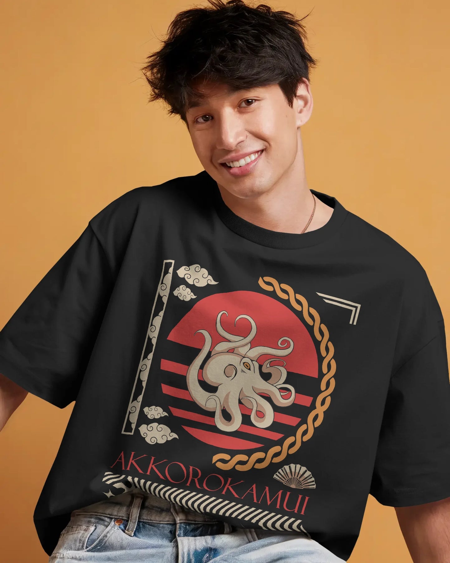 Japanese Streetwear Akkorokamui | Men Oversized T-Shirt