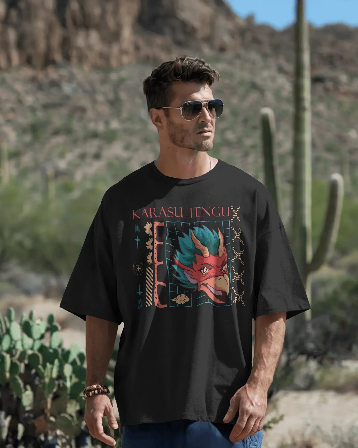 Japanese Streetwear Karasu Tengu | Men Oversized T-Shirt