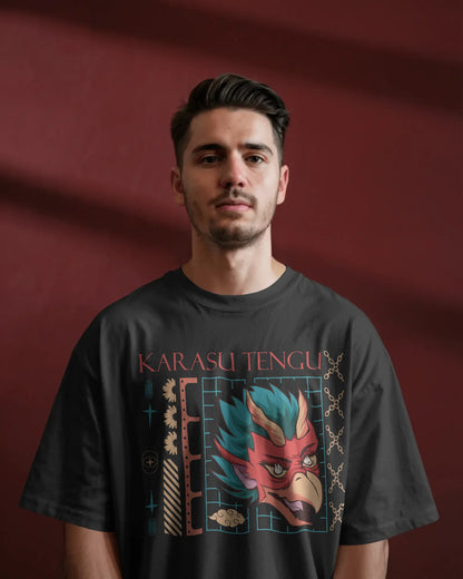 Japanese Streetwear Karasu Tengu | Men Oversized T-Shirt