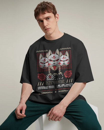 Japanese Streetwear Kitsuni | Men Oversized T-Shirt