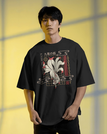 Japanese Streetwear Nine Tailed Fox | Men Oversized T-Shirt
