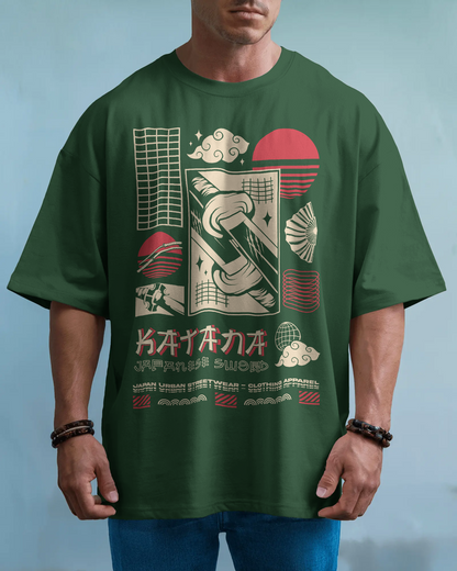 Japanese Streetwear Katana | Men Oversized T-Shirt