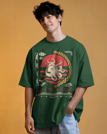 Japanese Streetwear Akkorokamui | Men Oversized T-Shirt