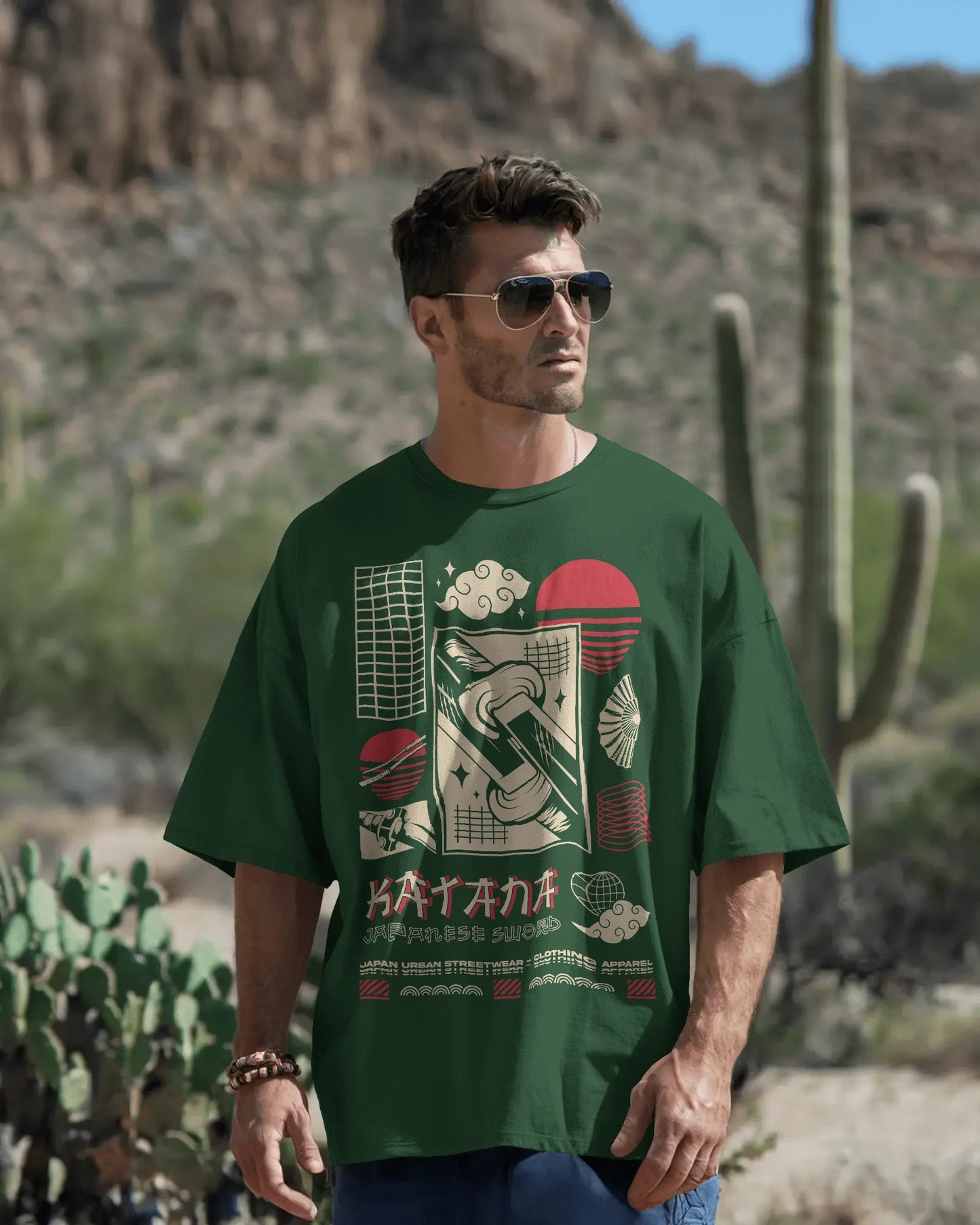 Japanese Streetwear Katana | Men Oversized T-Shirt